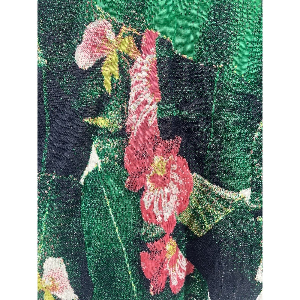 Women's Anthropologie Palm Tree Intarsia Pullover Short Sleeve Bambu M